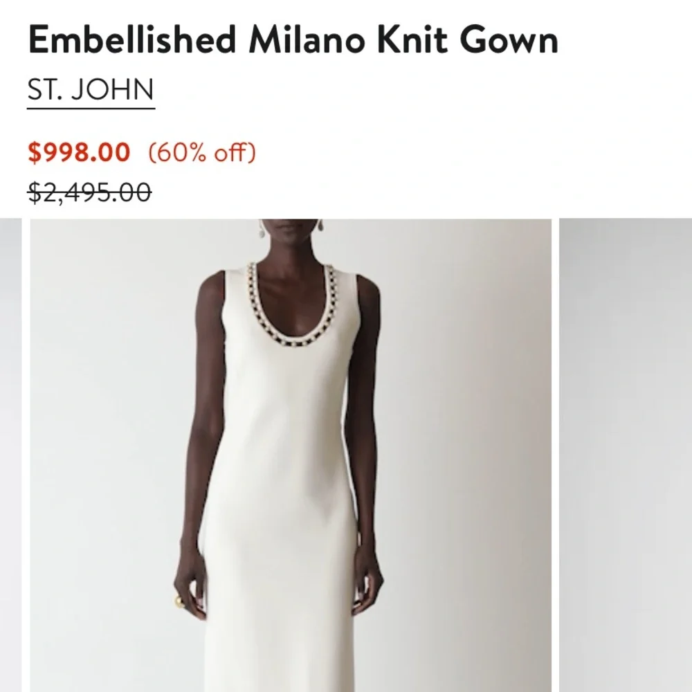 St. John White Gown with Black Embellishments - Picture 2 of 5